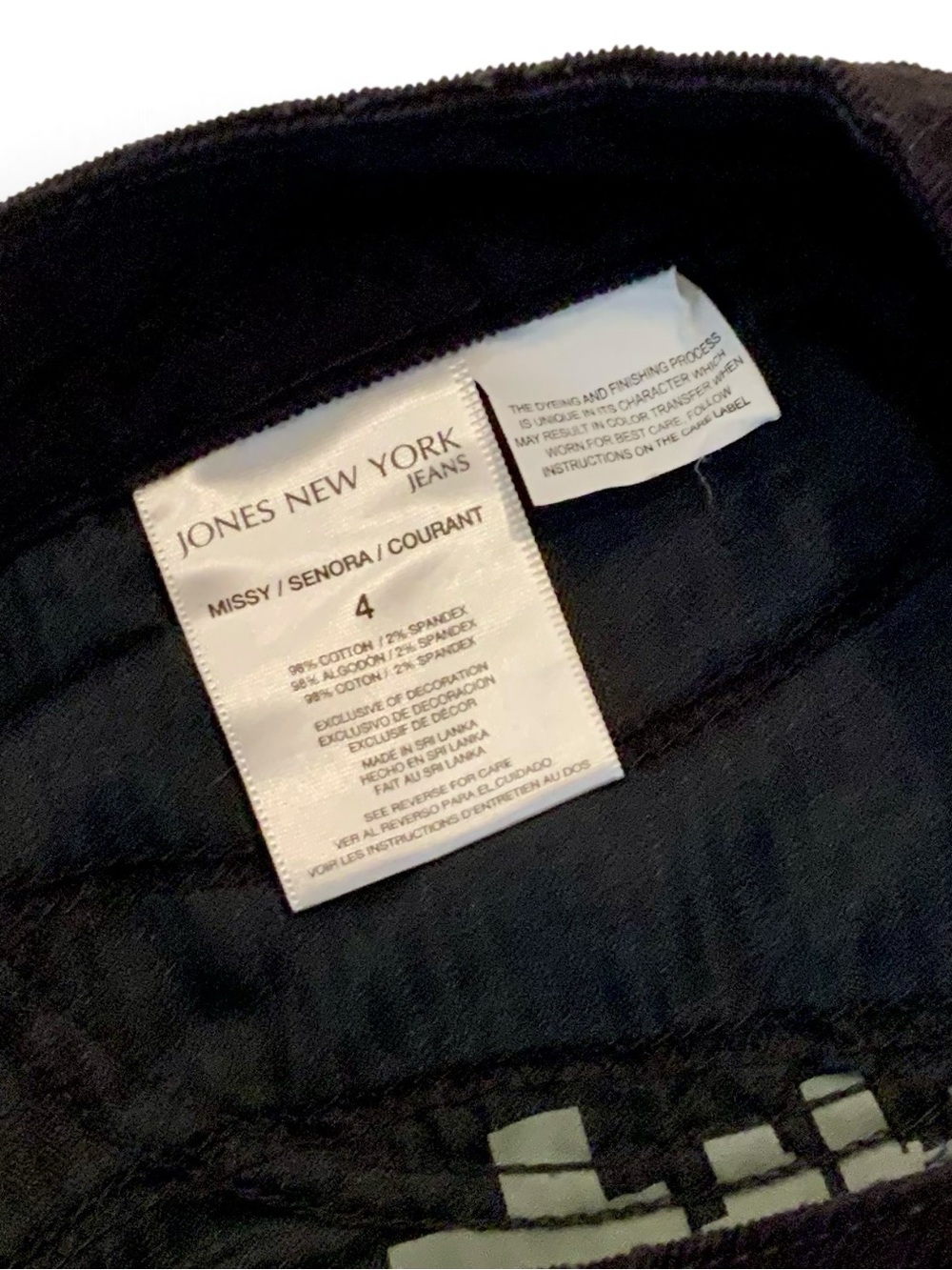 Jones New York Black Sutton Straight Leg Stretch Corduroy Jeans - Picture 6 of 6